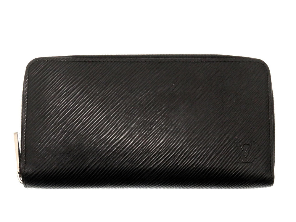 LOUIS VUITTON Zippy Wallet Round Zipper Long Epi Noir Black Hot Pink